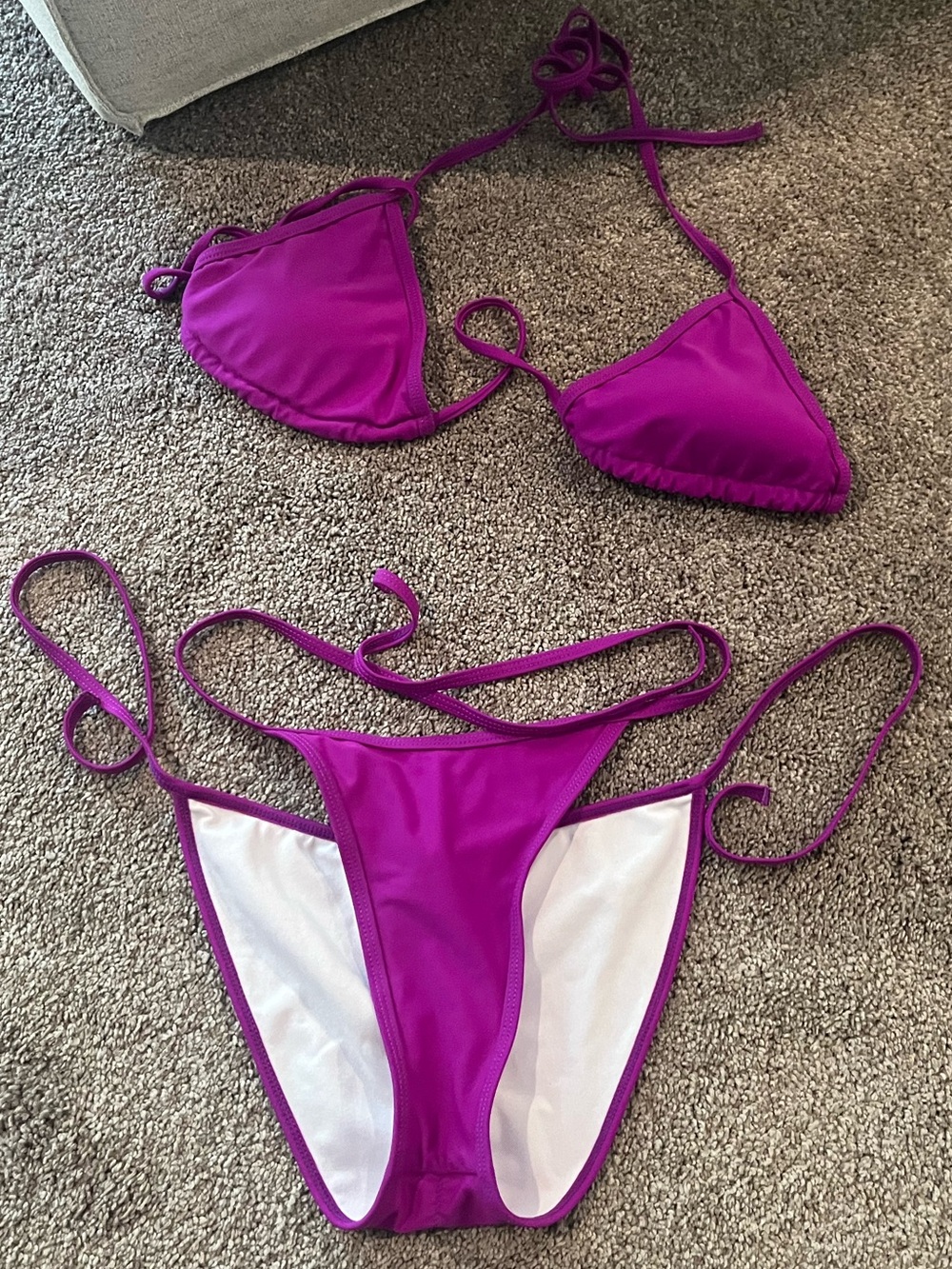 Boutique Purple Triangle String Bikini Set, Small